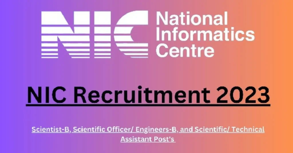 NIC Scientist B Recruitment 2023